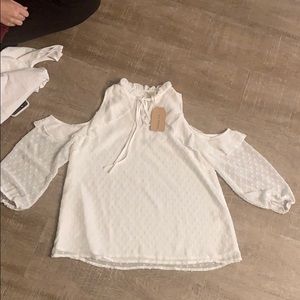 White Blouse with Cut out shoulders
